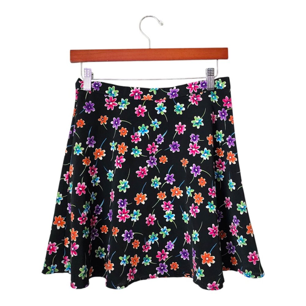 MY MICHELLE VINTAGE 90s Mini daisy circle‎ skirt tennis skater skirt black